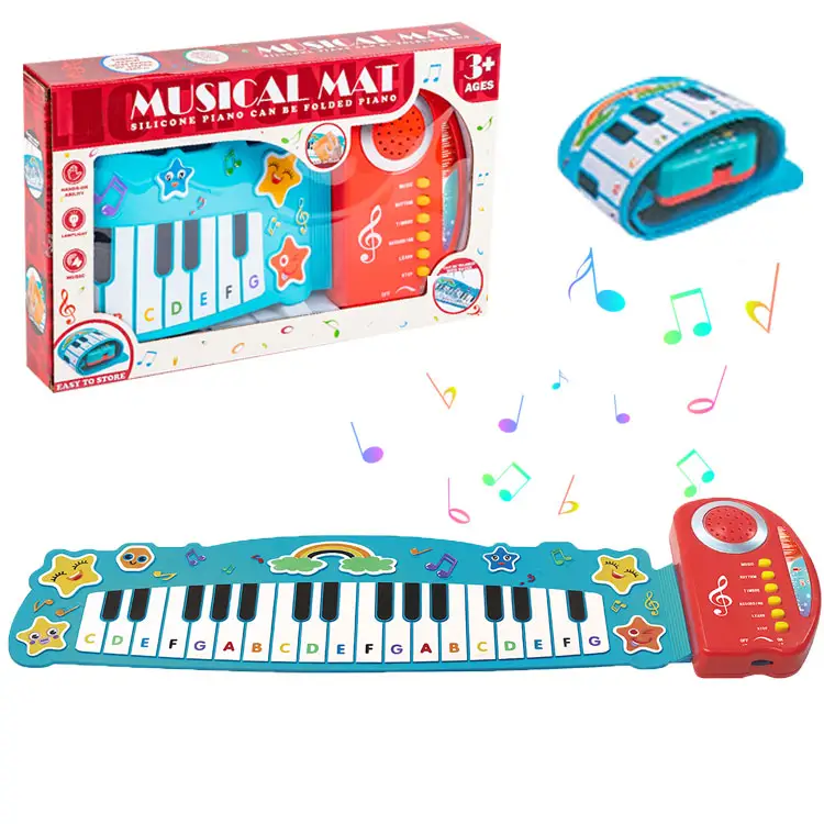 Frühkindheitsbildung Silikon tragbare Tastatur 32 Tasten aufrollbares Elektroorgel Baby Klavierspielzeug