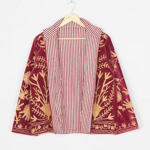 เสื้อแจ็คเก็ตกำมะหยี่ปักลายซูซานีสำหรับผู้หญิง งานแฮนด์เมดสไตล์วินเทจ โบโฮ ลายดอกไม้ แฟชั่น เสื้อคลุมคุณภาพบูติก ขายส่ง - Product Image 2