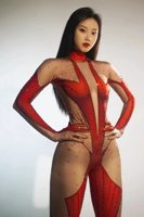Combinaisons sexy à manches longues avec strass et gants pour femmes, pour spectacle de drag show, performance sur scène, combinaisons une pièce, tenues de danseuse de club