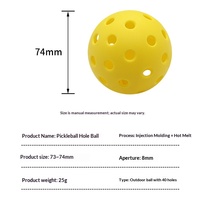 Pelota de Pickleball Perforada de 40 Orificios, 26 mm, 73x74 mm, 25 g, Tipo Panal de Abeja, para Exteriores, para Adultos; Personalización del Logotipo de Pickleball Disponible