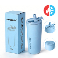 Tasse à café isotherme en acier inoxydable 24 oz avec couvercle fileté, anti-fuite, mug de voyage, logo personnalisé, compatible lave-vaisselle