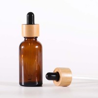 Botol Minyak Esensial Kaca Buram dengan Tutup Bambu dan Pipet, Kemasan Kosmetik, 30ml 50ml
