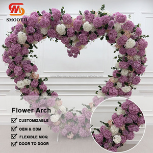 SMOOTH nuevo fondo de flores en forma de corazón Rosa Blanca Delphinium flores de seda para arco de boda para propuesta de boda - Product Image 2
