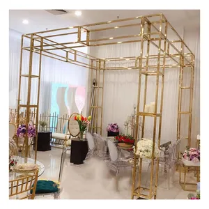 New stainless steel gold column chuppah gazebo for beach wedding decor