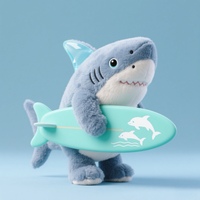 Peluche requin personnalisée animal en peluche mascotte peluches personnalisées peluche requin personnalisé avec planche de surf pour la promotion de la marque