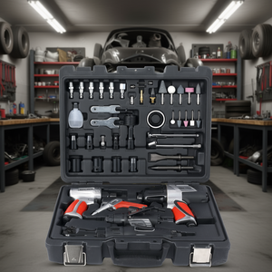 Kit d'accessoires pour outils pneumatiques Reeltech 44 pièces, clé à chocs pneumatique 1/2 pouce, cliquet, meuleuse, pistolet à air, double mandrin, manomètre pour pneus - Product Image 2