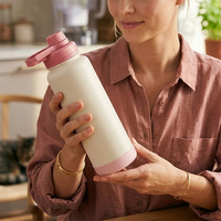 Bouteille d'eau isotherme en acier inoxydable de 40 oz à impression personnalisée, gourde de voyage réutilisable avec couvercle anti-fuite et sans BPA pour usage quotidien