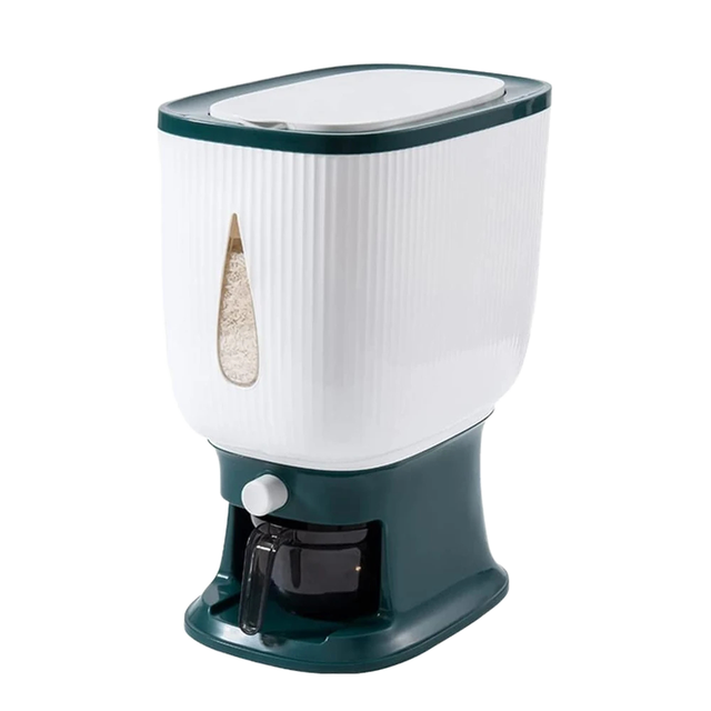 DAYOOH 10KG Automatic Cereal Flour Storage Container Push Type Moisture-Proof Kitchen Plastic Airtight Rice Dispenser