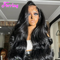Perruques Lace Front de Luxe Haute Densité, Ondulées et Bouclées, avec Frange, Perruque Frontale HD 13x6, Cheveux Humains Vierges à Cuticules Alignées