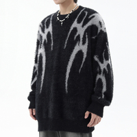 Kunden spezifische Strickwaren Oem Odm Sweater Jacquard Strickwaren Rundhals ausschnitt Gestrickt Winter Fuzzy Knit Thick Men Nerz Mohair Sweater