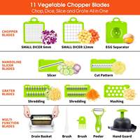 Accessoires de cuisine : Mandoline manuelle 16-en-1 pour pommes de terre, coupe-oignon, hachoir à légumes multifonctionnel, trancheuse à légumes