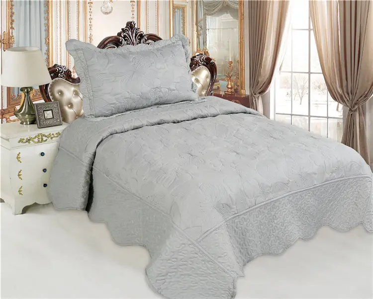 مجموعة مفروشات السرير, مجموعة مفروشات السرير باللون الرمادي ، كوين ، مقاس كينج ، مجموعة لحاف مطرزة بالورود ، لتغطية غرفة النوم