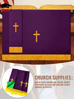 Ensemble de Paraments Réversibles Violet et Vert 3 Pièces Chemin de Table pour Prêtre Tapis d'Autel Catholique Ensembles de Communion pour Églises