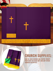 Ensemble de Paraments Réversibles Violet et Vert 3 Pièces Chemin de Table pour Prêtre Tapis d'Autel Catholique Ensembles de Communion pour Églises - Product Image 5