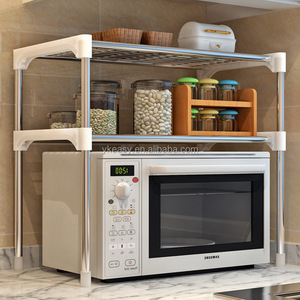 Soporte para <span class=keywords><strong>Microondas</strong></span>, Estante de Cocina de Acero Inoxidable de Malla Fina Plateada, Multifuncional de 2 Niveles para Hornos de <span class=keywords><strong>Microondas</strong></span> - Product Image 6