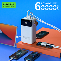 Batterie externe Maimi 60000mAh 22.5W avec câbles intégrés et écran LED pour le camping en extérieur