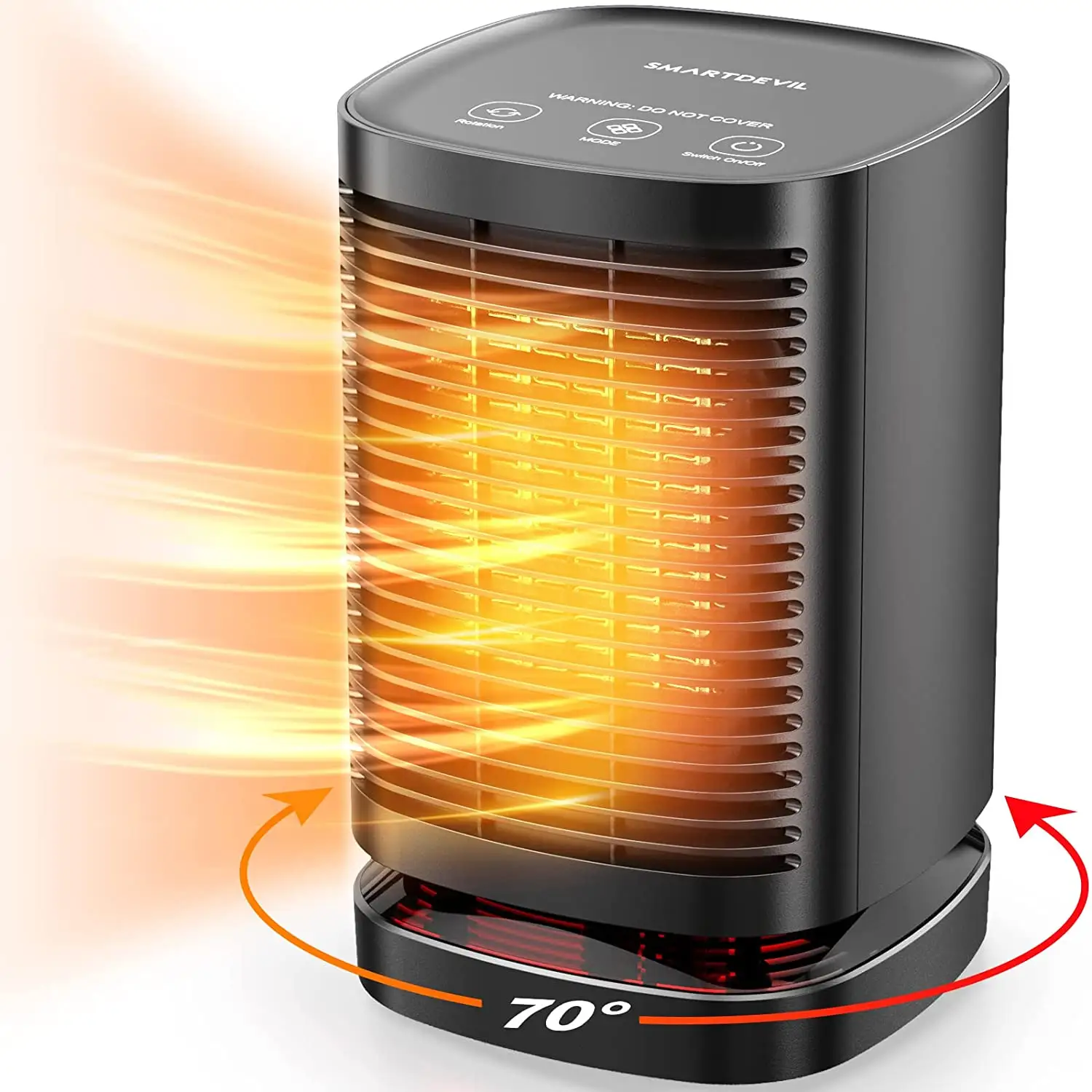 Space Heater 70 Oscillating Portable Electric Heater, Ceramic Small Space Heater with 3 Modes, Mini Heater for Office