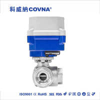Vanne de régulation de débit d'eau électrique en acier inoxydable COVNA série 15N DN20 3/4 pouce 3 voies 12V DC CR2 2 fils à retour automatique