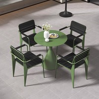 Tables et chaises d'extérieur en acier inoxydable pour salon de thé, jardin en plein air, table anti-corrosion pour villa, balcon extérieur, loisirs, une table