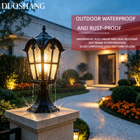 Outdoor Säulenmontierte Aluminium-Solarleuchte IP65 Wasserdicht Warmweiße LED-Beleuchtung Glasschirm E27-Fassung 3 Jahre Garantie