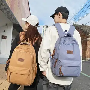 Large Capacity Solid Color Backpack Korean Style All-Match Student Bag Casual Backpack