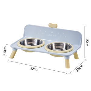 Gamelle double surélevée en acier inoxydable - Mangeoire antidérapante pour protéger le cou - Product Image 3