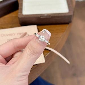 Bague ajustable Wenchi, nouvelle collection chinoise vintage, fleur de camélia, argent pur S925, haute beauté, tendance, pour le quotidien, incrustation fine - Product Image 5