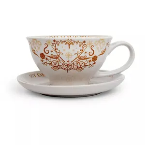 Marble european white marble tea water cup ceramic coffee cup set with saucer