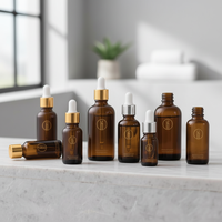 Bouteilles compte-gouttes en verre ambré pour huiles essentielles, 10ml, 20ml, 30ml, 50ml, diffuseur doré, emballage personnalisé avec logo, Guangdong