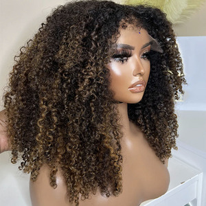 4C bords ombre couleur <span class=keywords><strong>crépus</strong></span> bouclés <span class=keywords><strong>cheveux</strong></span> humains avant de lacet perruques <span class=keywords><strong>pour</strong></span> les femmes HD Transparent dentelle frontale perruques avec des <span class=keywords><strong>cheveux</strong></span> de bébé bouclés - Product Image 4