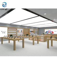 Meubles d'exposition LED modernes, écologiques, durables et étanches pour téléphones, avec éclairage intégré, table d'expérience mobile en bois sur mesure pour la vente au détail