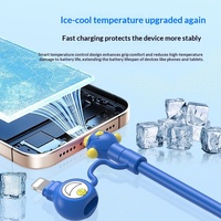 Câble de charge super rapide 4-en-1 Source Factory Blue Fat Man 100W avec connecteurs USB-A et Type-C