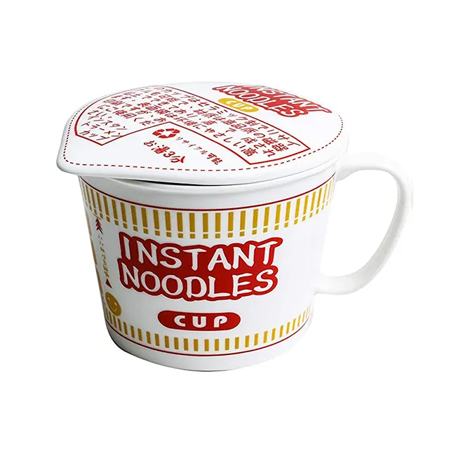 custom printed Cute Design Ramen Bowl Ceramic Noodle Soup Ceramic Bowls With Lid