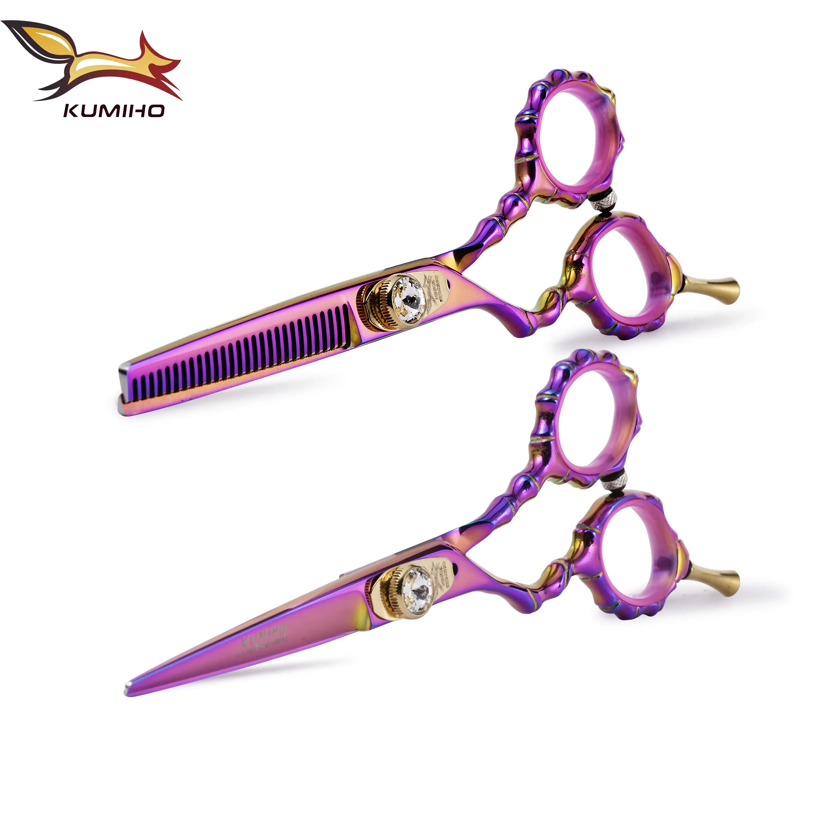 KUMIHO ZJZ-575 lefty hair cutting scissors and thinning scissors 6inch titanium coated left handed scissors