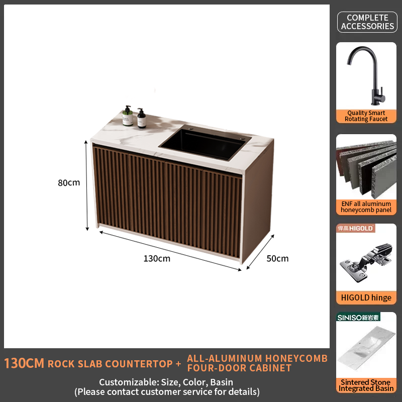130Rock Slab Countertop + Four Door Cabinet