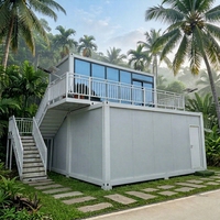 Maison conteneur extérieure à deux étages avec balcon, maison préfabriquée modulaire de 20 pieds, villa duplex empilée assemblée, résidence de villégiature, résistante aux ouragans et aux tremblements de terre