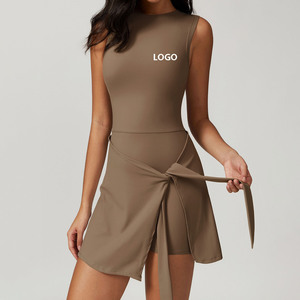 Robe portefeuille à bandage coupe ajustée avec dos en U sexy 2 en 1 pour femmes, vêtements de golf, badminton et tennis, robe une pièce avec enveloppe, avec logo personnalisé - Product Image 5