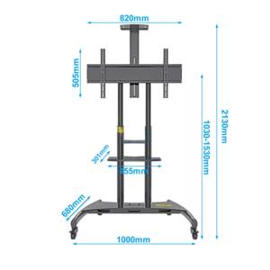 Mobile TV Cart With Outlet Smoothly Transport <b>Metal</b> TV Lift Compatible with 55-80 Inch Smartboards Interactive Displays and TVs - Product Image 5