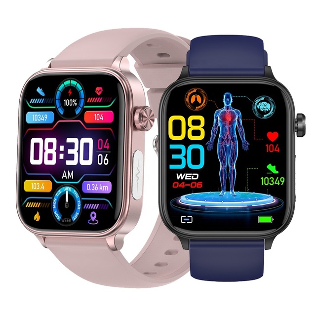 ET570 Smartwatch Women 1.96 Inch Screen BT Call ECG Blood Oxygen Health Monitoring IP68 Waterproof Sports Smart Watch