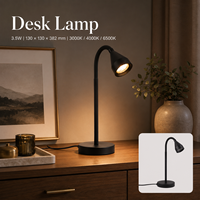 Lampe de lecture à col flexible, projecteur, lampe de table 3,5W, 3 températures de couleur pour lampe de chevet, lampe de chambre d'hôtel