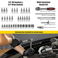 Juego de Llaves de Trinquete de 1/4'', Multifuncional, Acero con Alto Contenido de Carbono, Estuche Rígido Negro, Herramientas de Reparación Automotriz y del Hogar, Mecánico General, 1 Año de Garantía