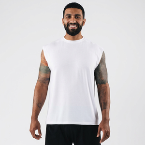 Débardeurs de sport personnalisés en gros avec logo, 63% polyester, 32% rayonne, 5% élasthanne, chemises athlétiques musculaires sans manches pour hommes - Product Image 1