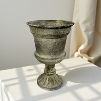 Grand vase en fer vintage style ferme campagnarde, design marbré classique, gris rétro, pour mariage, salon et table à manger