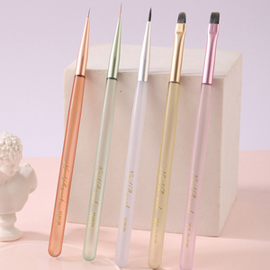 Pinceaux à ongles en gel personnalisés avec logo, vert, blanc, rouge, jaune, rose, transparents, avec manche en plastique, pour manucure, liner, détails, ovales, ronds, plats - Product Image 2