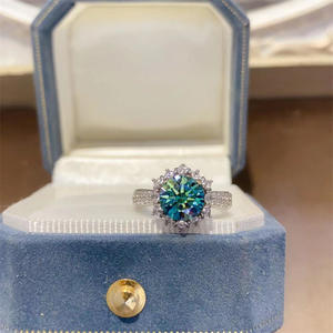 Оптовая продажа, подлинное зеленое кольцо с 2-каратным муассанитом для женщин, алмазная пробная ручка, сертифицированная черная карта в комплекте - Product Image 6