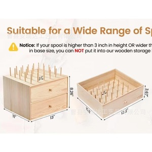 Caja de madera de doble capa para guardar hilos de coser, organizador de madera maciza con cajones, color natural Ard 923 - Product Image 4