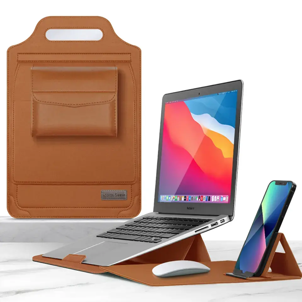 Saco impermeável do portátil do couro do plutônio com suporte para 13 14 15 16 polegada saco do portátil para HUAWEI companheiro para a Apple macbook