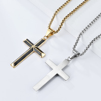 Liontin Kalung Baja Anti Karat Berlapis Emas 18K Model Enamel Slope Cross Pvd, Perhiasan Fashion untuk Pria, Produsen Grosir 2026