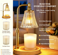 Lampe chauffe-bougie électrique dorée avec minuterie et variateur d'intensité, cadeau pour femme, pour faire fondre la cire