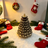 Ensemble de décorations de Noël en bois 3D personnalisées de luxe, kit de construction de modèle d'arbre 3D pour une décoration créative réutilisable